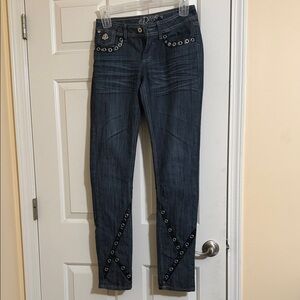 Dereon Dark Blue Skinny Jeans with Eyelet Details